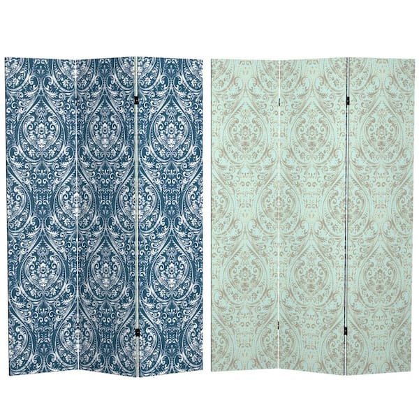 6 ft. Ocean Damask Printed 3-Panel Room Divider