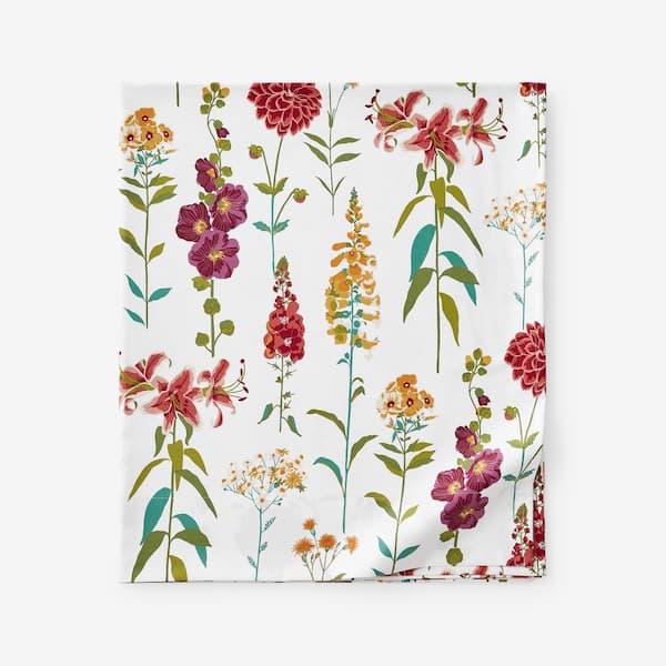 The Company Store Legends Hotel Ivory Multi Flower Garden Wrinkle-Free Sateen Full Flat Sheet