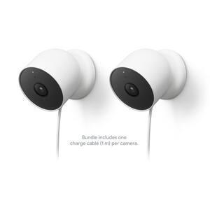 Nest Cam (Battery) - Outdoor or Indoor Security Camera (2-Pack) + Additional Charge Cable (1M)