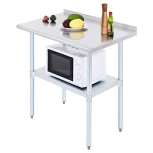 Silver Metal Stainless Steel 48 in. x 24 in. Kitchen Prep Table with Adjustable Galvanized Undershelf