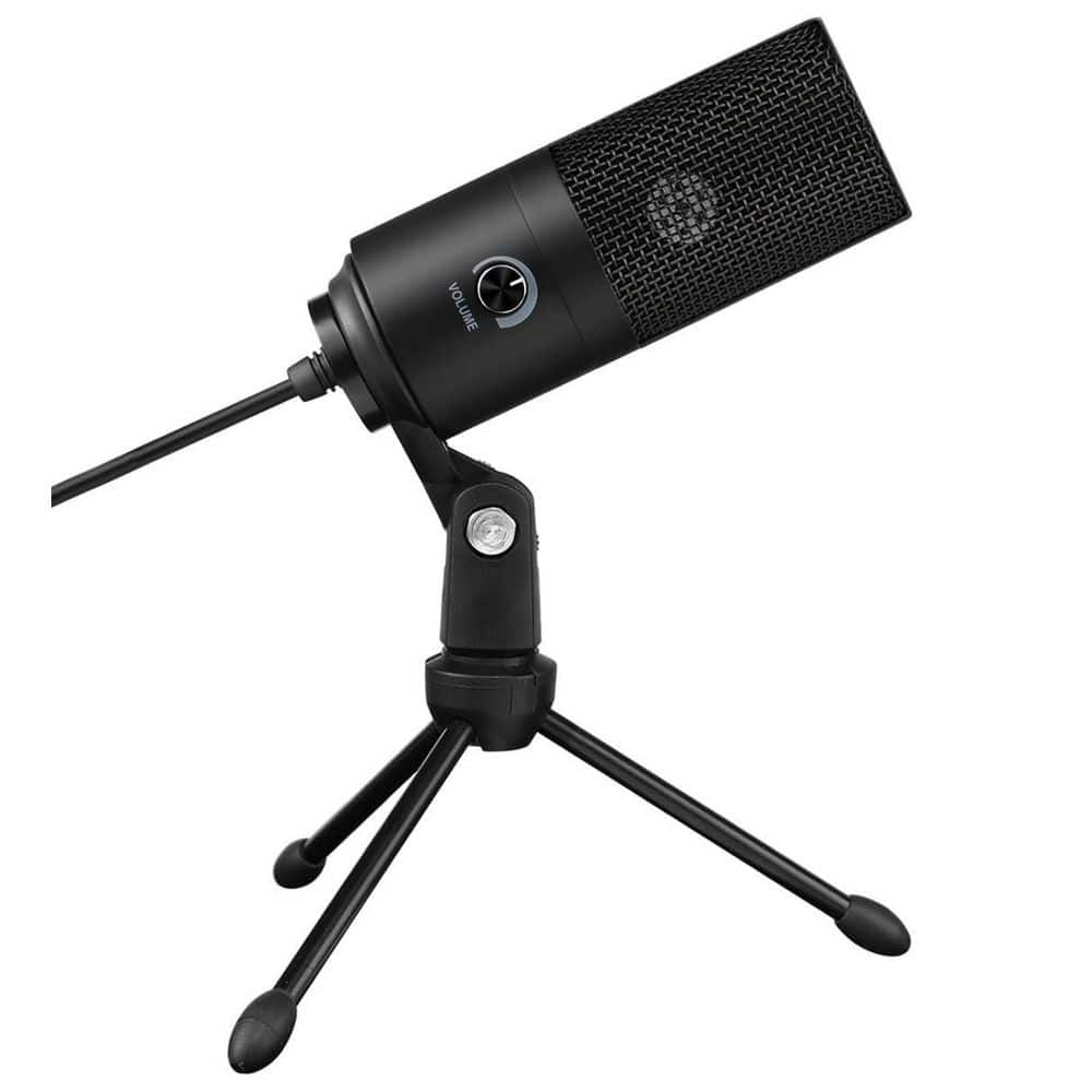 USB Condenser Recording Microphone with Volume Knob and Tripod Stand in Black for Streaming Meeting 1 Piece price history on PriceWatchPro