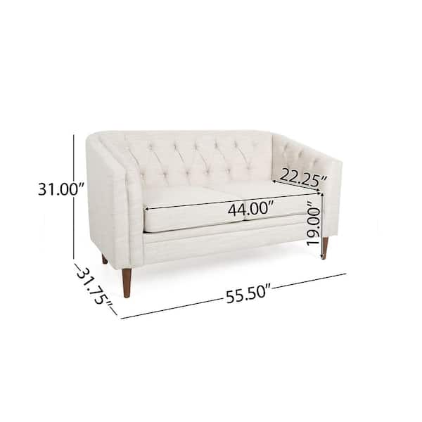 Noble House Brookover 55.50 in. W Beige and Espresso Fabric Tufted Loveseat (2-Seat)