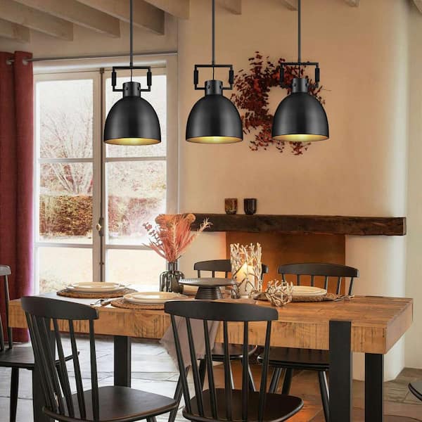 1-Light Black Pendant Light, 10 in. Farmhouse Hanging Lamp Kitchen Island, Bronze Dome Shade Industrial Pendant Light