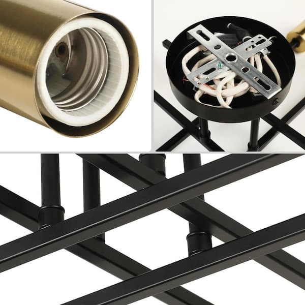 TOZING 18.5 in. Black Gold Modern Farmhouse Sputnik Matte Flush