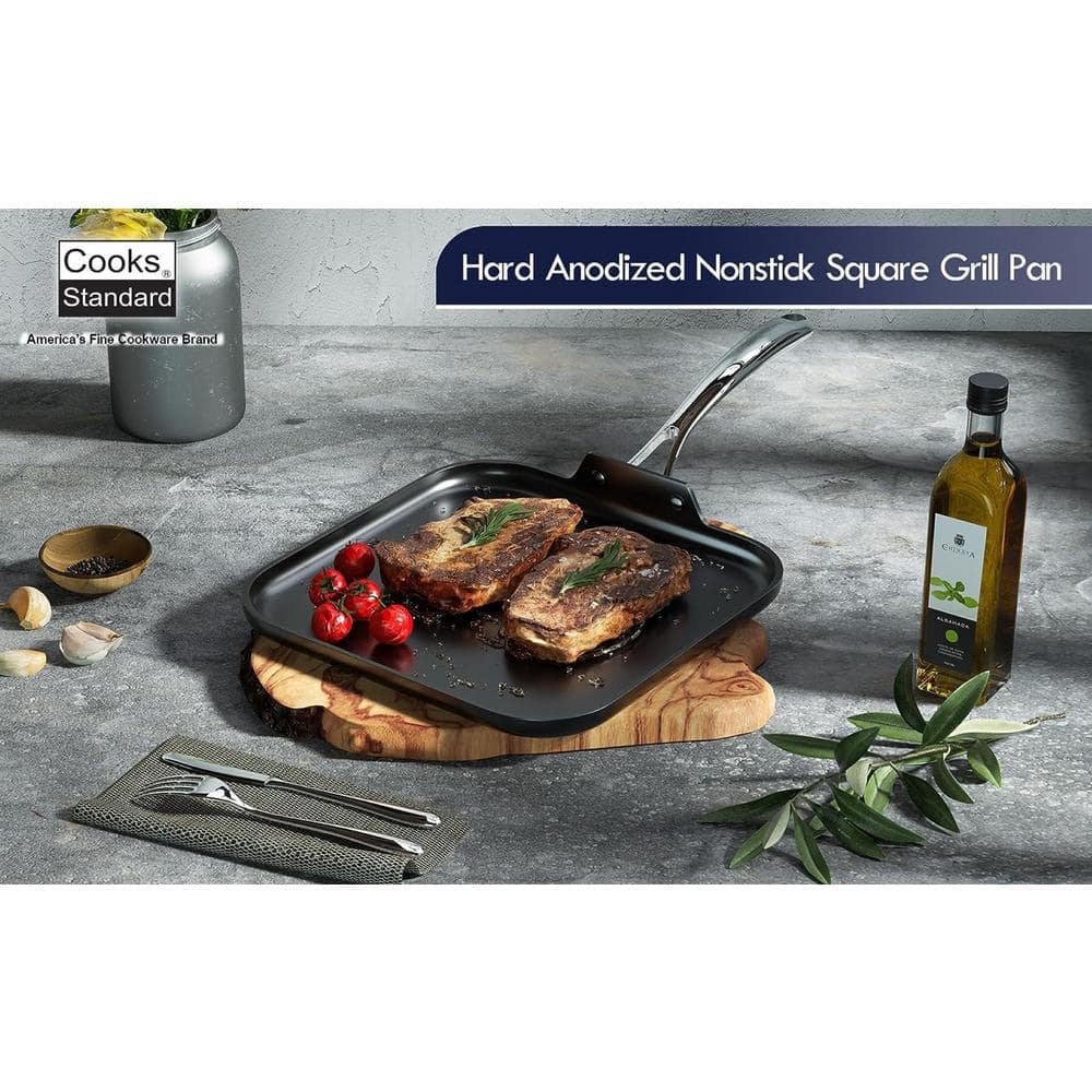 Modern Industrial 20'' Black Anodized Aluminum Square Griddle