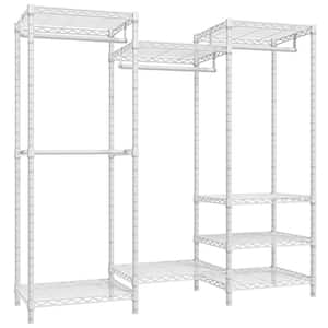 White Metal Heavy Duty Garment Clothes Rack 69 in. W x 76 in. H