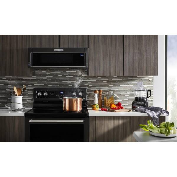 Kitchenaid low profile microwave black stainless steel top