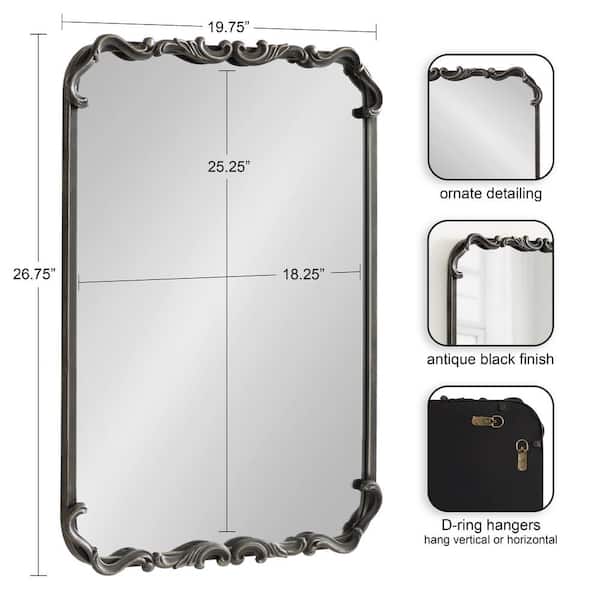 Brazelton 19.75 in. W x 26.75 in. H Black Rectangle Traditional Framed Decorative Wall Mirror
