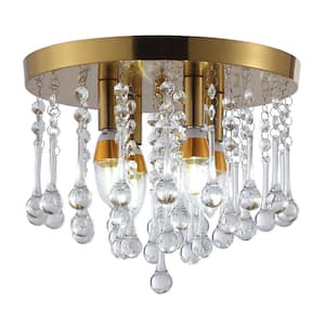 11 in. 4-Light Modern Round Crystal Flush Mount Hanging Ceiling Lighting
