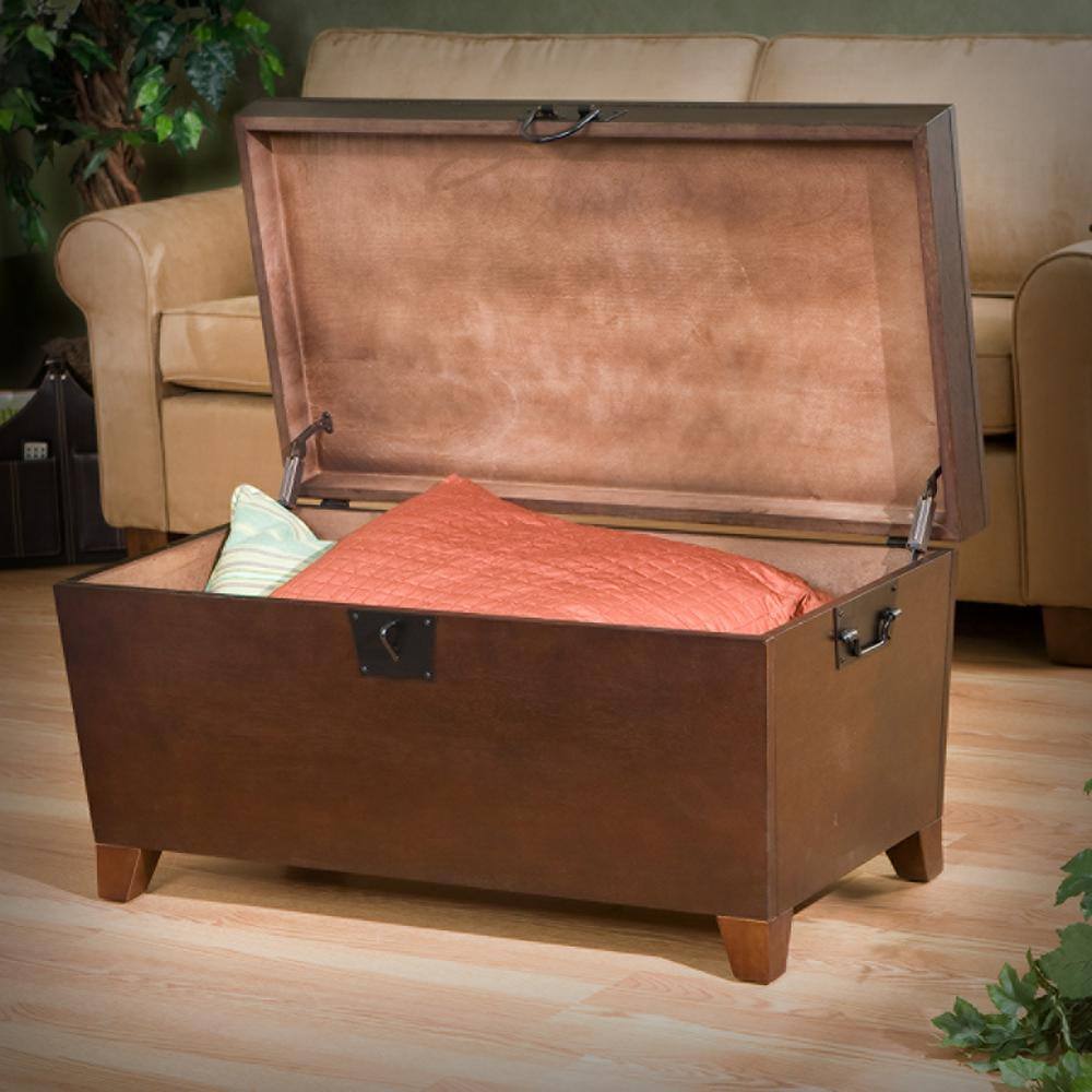 Espresso Wood Lift-Top Trunk Coffee Table with Storage