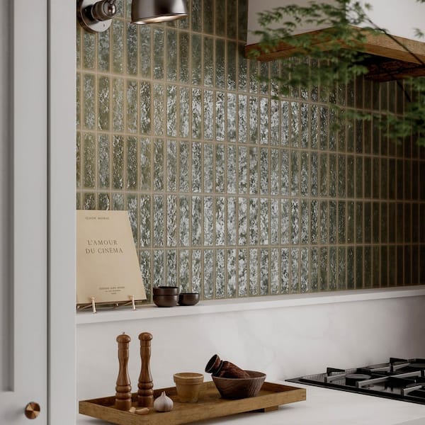 Giorbello Spanish Villora Olive Green 12in. x 24in. Glazed Zellige