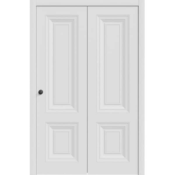 7772 56 in. x 96 in. Sold Core White Color Wood Bi-fold Door with Hardware