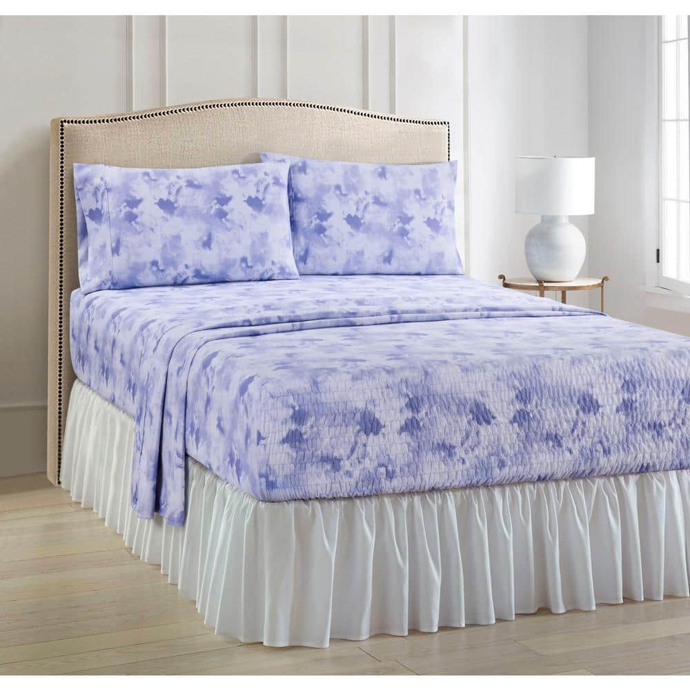 Watercolor 4-Piece Lilac Microfiber Full Sheet Set