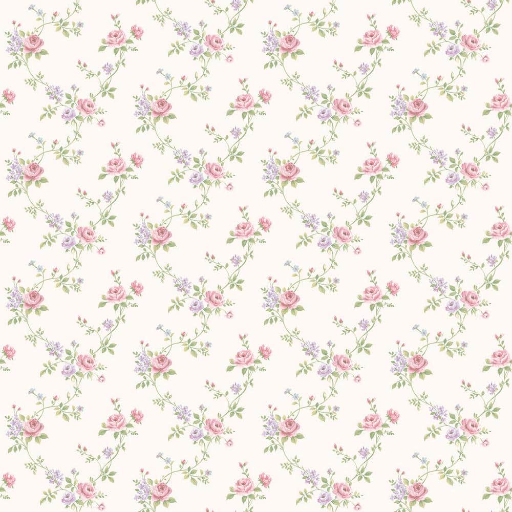 Miniatures 2-Ivory/Pink/Lilac/Green Rose Floral Trail Design Matte Finish N