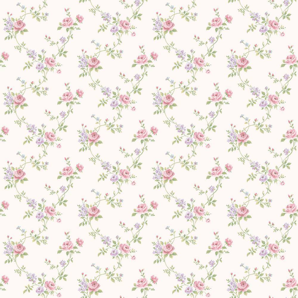 Miniatures 2-Ivory/Pink/Lilac/Green Rose Floral Trail Design Matte Finish N