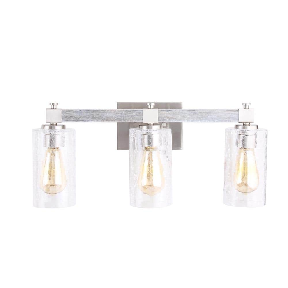 Westbury 21.8 in. 3-Light Brushed Nickel with Painted Grey Driftwood Vanity