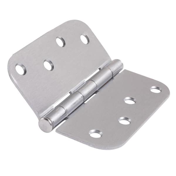 4 in. x 4 in. Brushed Chrome Mortise Removable Pin with 5/8 in. Radius Hinge - (Set of 2)