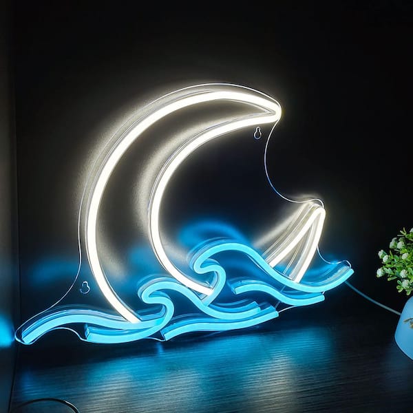 Afoxsos Sunrise Sunset Series Moon Wave Acrylic Neon Sign Anime