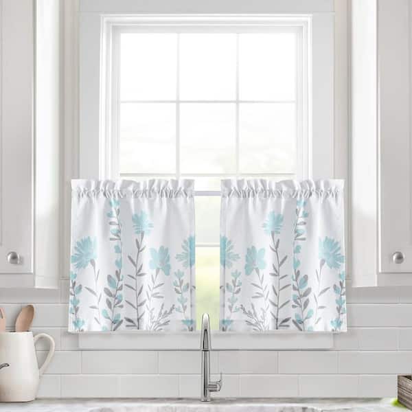 HOMEBOUTIQUE Aprile Linen Kitchen Tiers Blue/Gray (Plus 2-Set) (Each 29 in. W x 24 in. L plus 2)