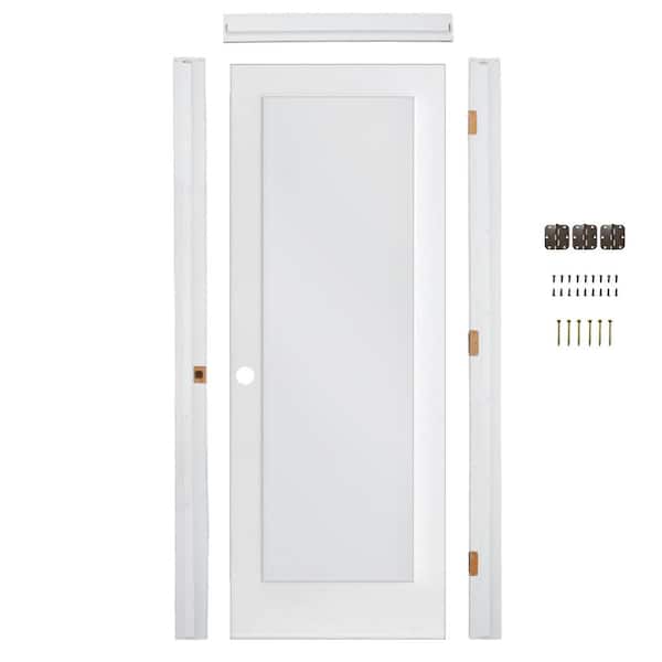 Krosswood Doors Ready-To-Assemble 28 in. x 80 in. 1-Lite Right-Hand Satin Etched Solid Core MDF Primed Single Interior Door