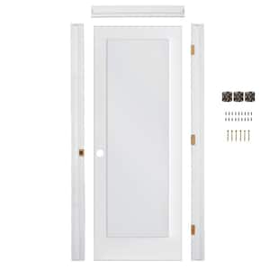 Ready-to-Assemble 24 in. x 80 in. 1-Lite Right-Hand Satin Etched Solid Core MDF Primed Single Prehung Interior Door