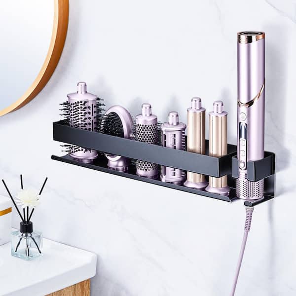 Wudkey 18.3 in. Wall Mounted Hair Tool Organizer, Curling Iron