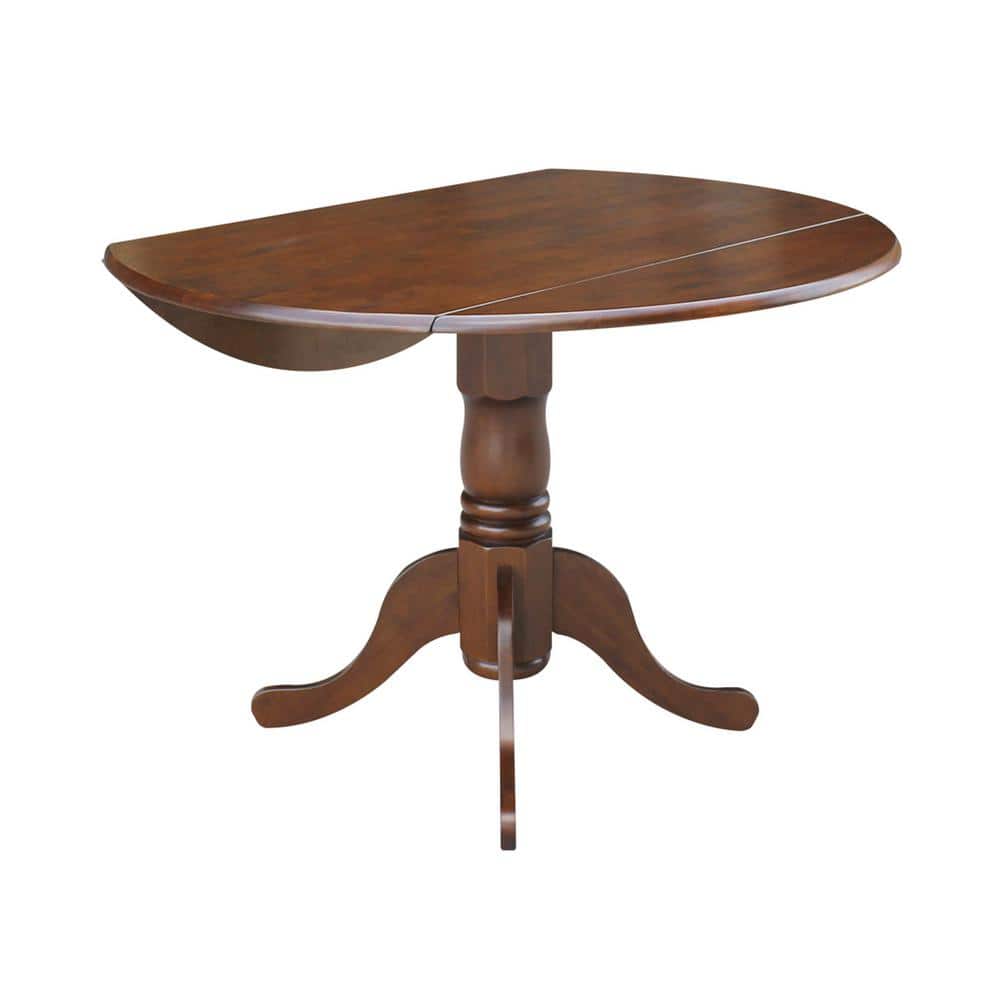 Cottage Charm Espresso 42" Round Wood Extendable Dining Table