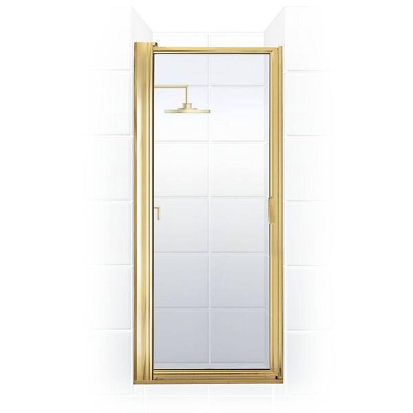 Coastal Shower Doors Paragon Series 27 in. x 65-5/8 in. Framed Maximum Adjustment Pivot Shower Door in Gold and Clear Glass
