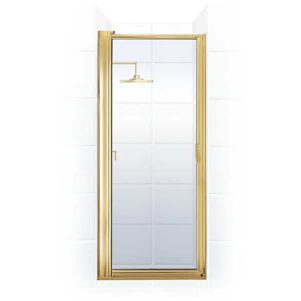 Coastal Shower Doors Paragon Series 31 in. x 65.5 in. Framed Maximum Adjustment Pivot Shower Door in Gold with Clear Glass