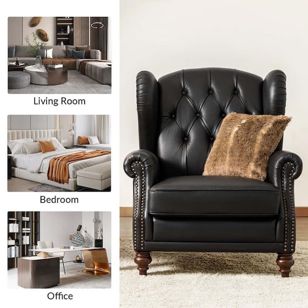 Canyon Sauvage Wingback Chair, Leather Furniture