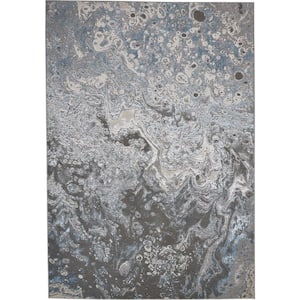 10 x 13 Blue and Gray Abstract Area Rug