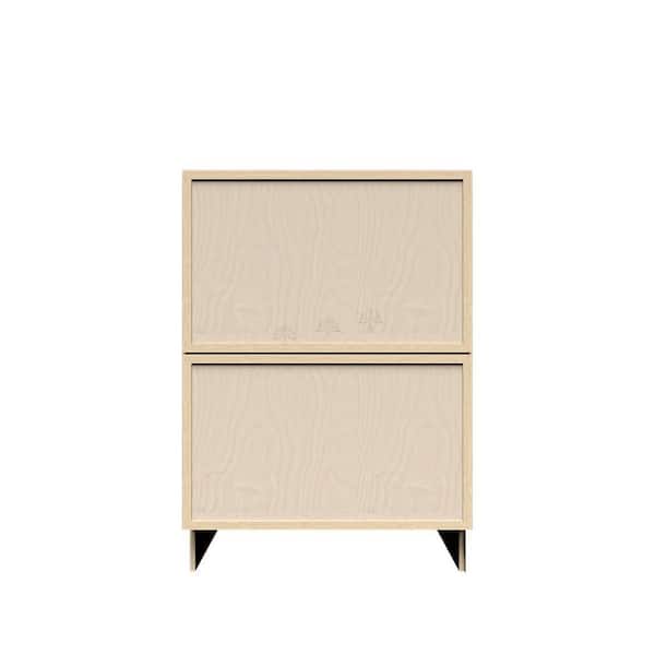Slim Shaker Assembled 27 in. W x 34.5 in. H x 24 in. D 2-Drawer Kitchen Cabinet in Natural Wood