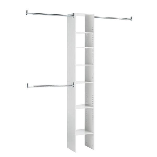 akadaHOME 6-Shelf/3-Rod Laminate Closet Tower Organizer in White