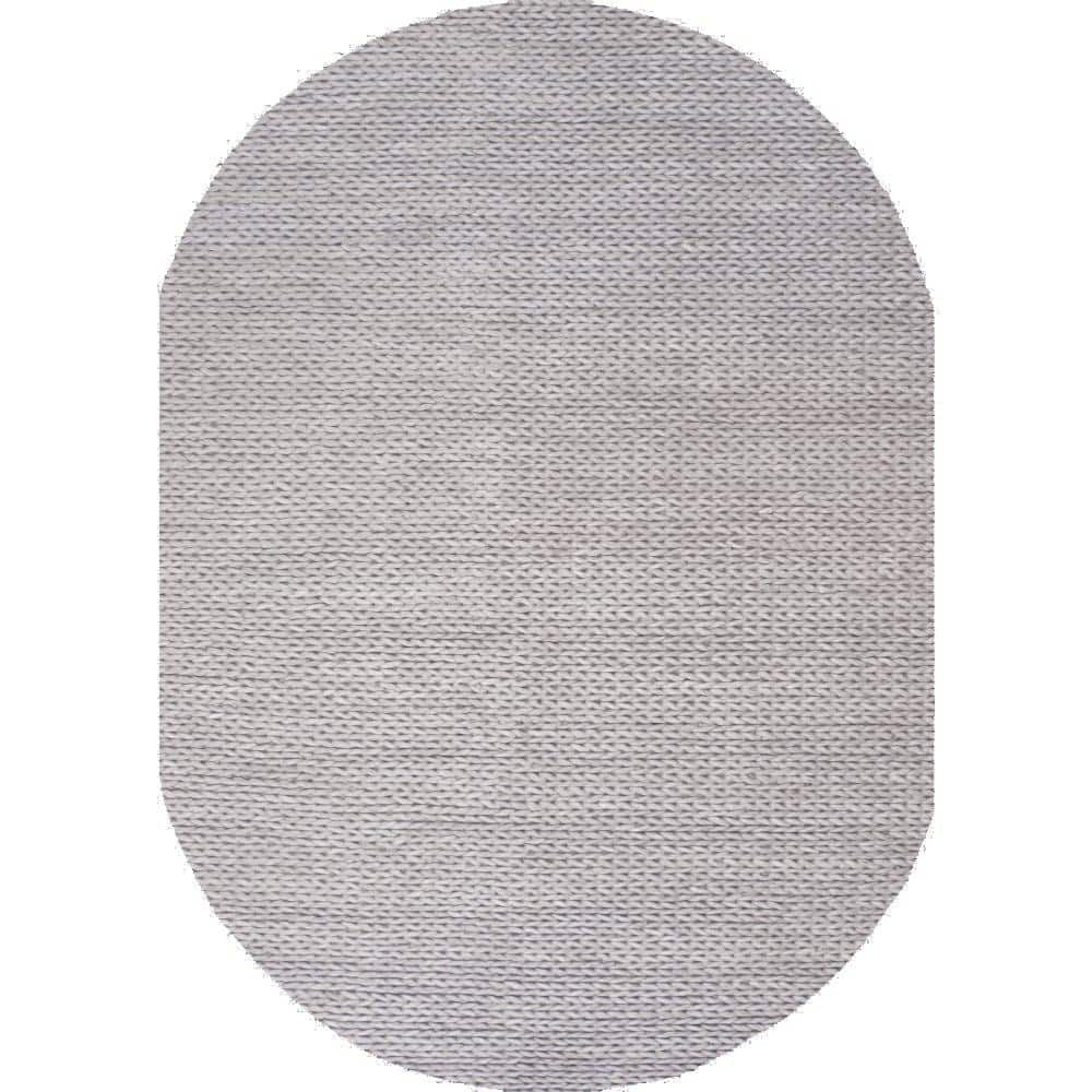 nuLOOM Caryatid Chunky Woolen Cable Light Gray 3 ft. x 5 ft. Oval Rug -  CB01D-O305
