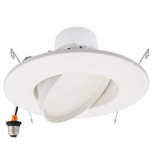 Maxxima 5 in. and 6 in. Housing Required 2700K New Construction Adjustable Retrofit Gimbal Integrated LED Recessed Light Kit
