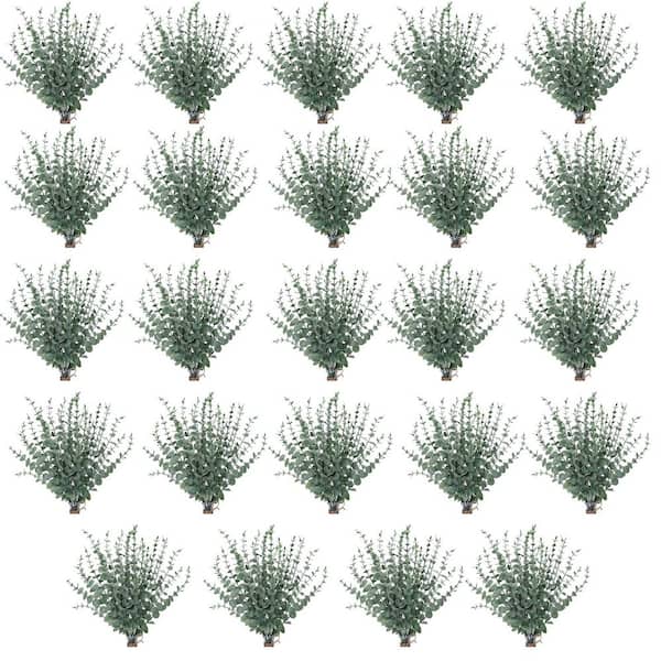 11.42 in. in Grey Green Artificial Eucalyptus Stem Fake Greenery Branches Fake Flowers for Wedding Centerpiece 24-Pcs