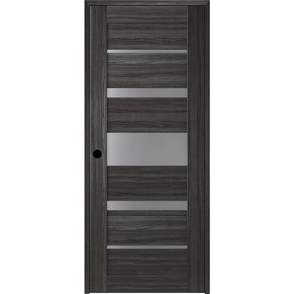 Gray Oak and Frosted Glass Modern Interior Door