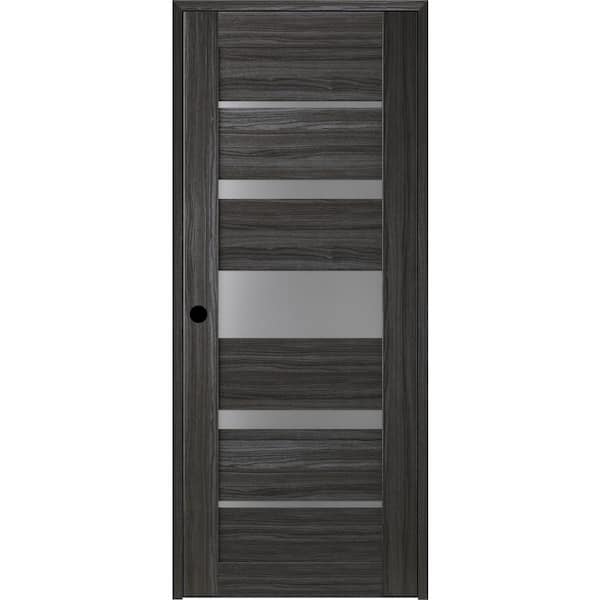 Belldinni Kina 32 in. x 80 in. Right-Hand 5-Lite Frosted Glass Solid Core Gray Oak Composite Single Prehung Interior Door