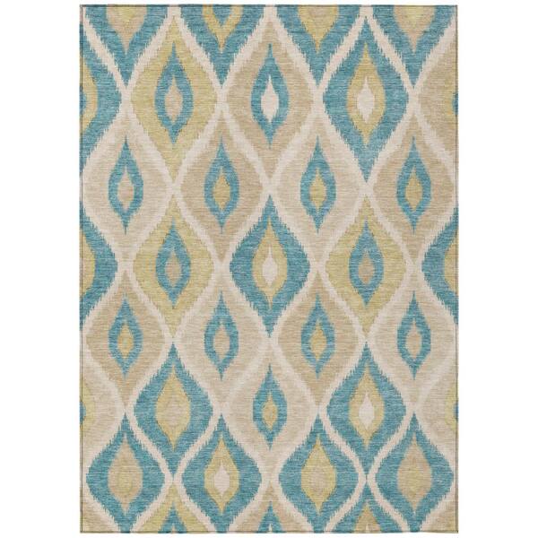 Chantille Machine Washable Indoor/Outdoor Abstract ACN3121 Teal 5 ft. x 7 ft. 6 in. Area Rug