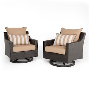 Deco Wicker Motion Outdoor Lounge Chair with Maxim Beige Cushions (2-Pack)