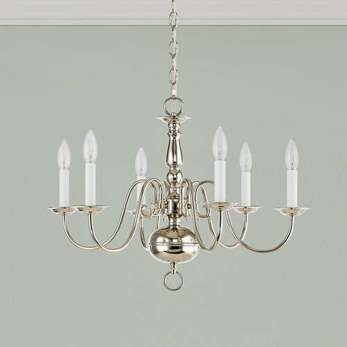 Yorkhaven 6-Light Polished Nickel Chandelier Home