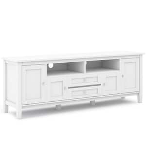 Warm Shaker Solid Wood 72 in. Wide Transitional TV Media Stand in White for TVs up to 80 in.
