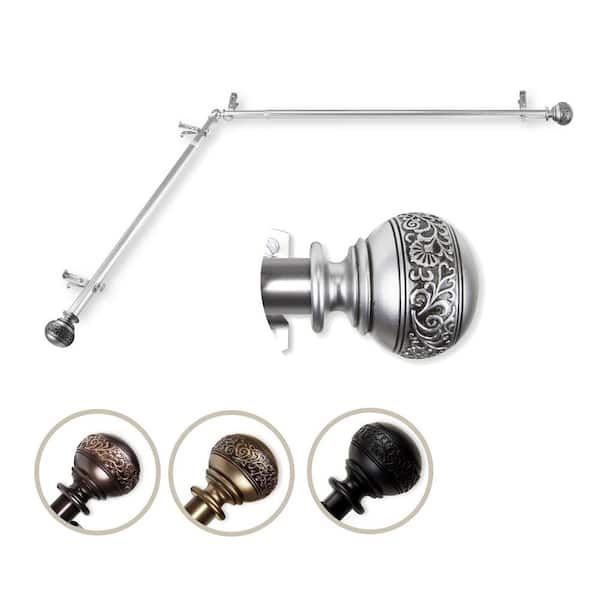 Unbranded 66 in. to 120 in. 13/16 in. Adjustable Corner Window Curtain Rod in Satin Nickel with Douglas Finials