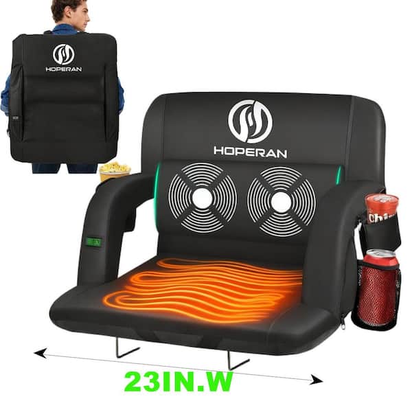Heated Stadium Seat with 3-Level Heating, 6-Level Back Massage, Reclining, Adjustable Width and Secure Straps