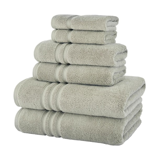 6 Piece Combed Cotton Ultra Plush Solid Highly Absorbent Soft Hand