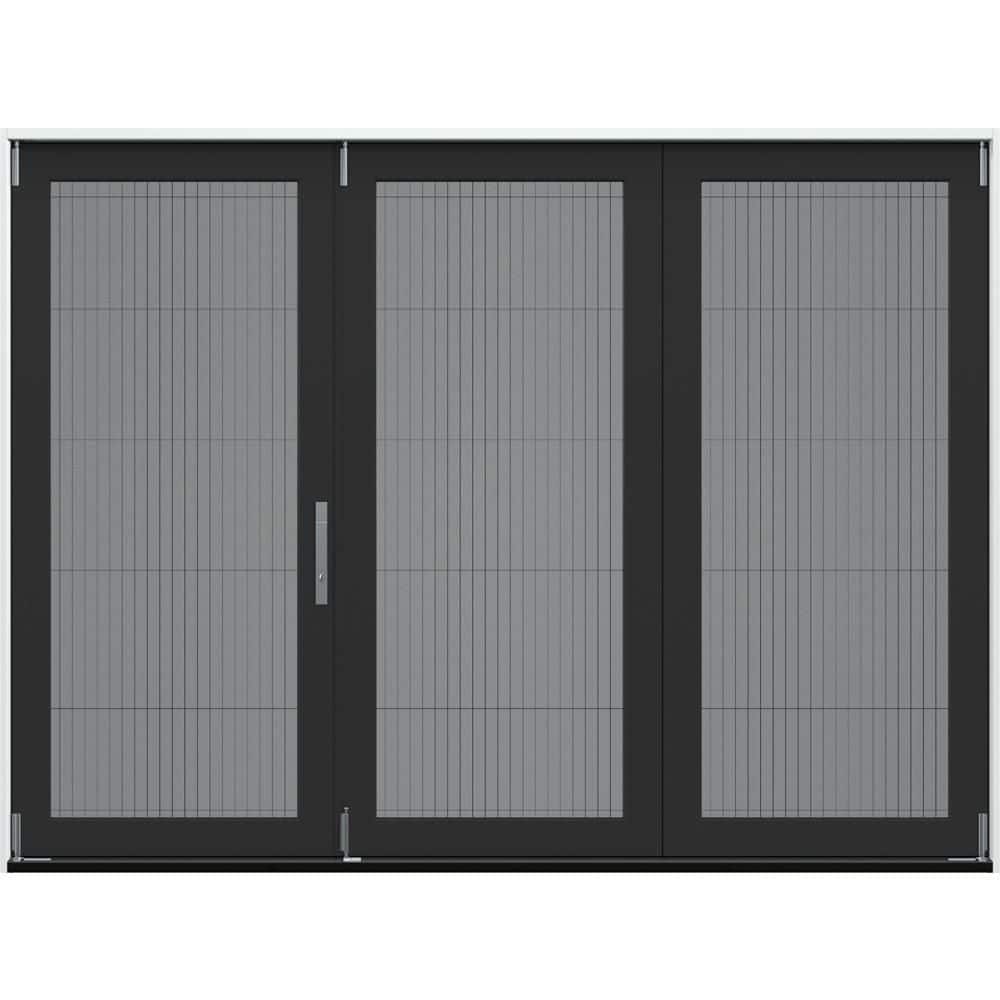 108 in. x 80 in. F4500 Right-Hand Black/White Fiberglass 3-Panel Folding Patio Door w/Low-E Glass and Retractable Screen product image for price tracking