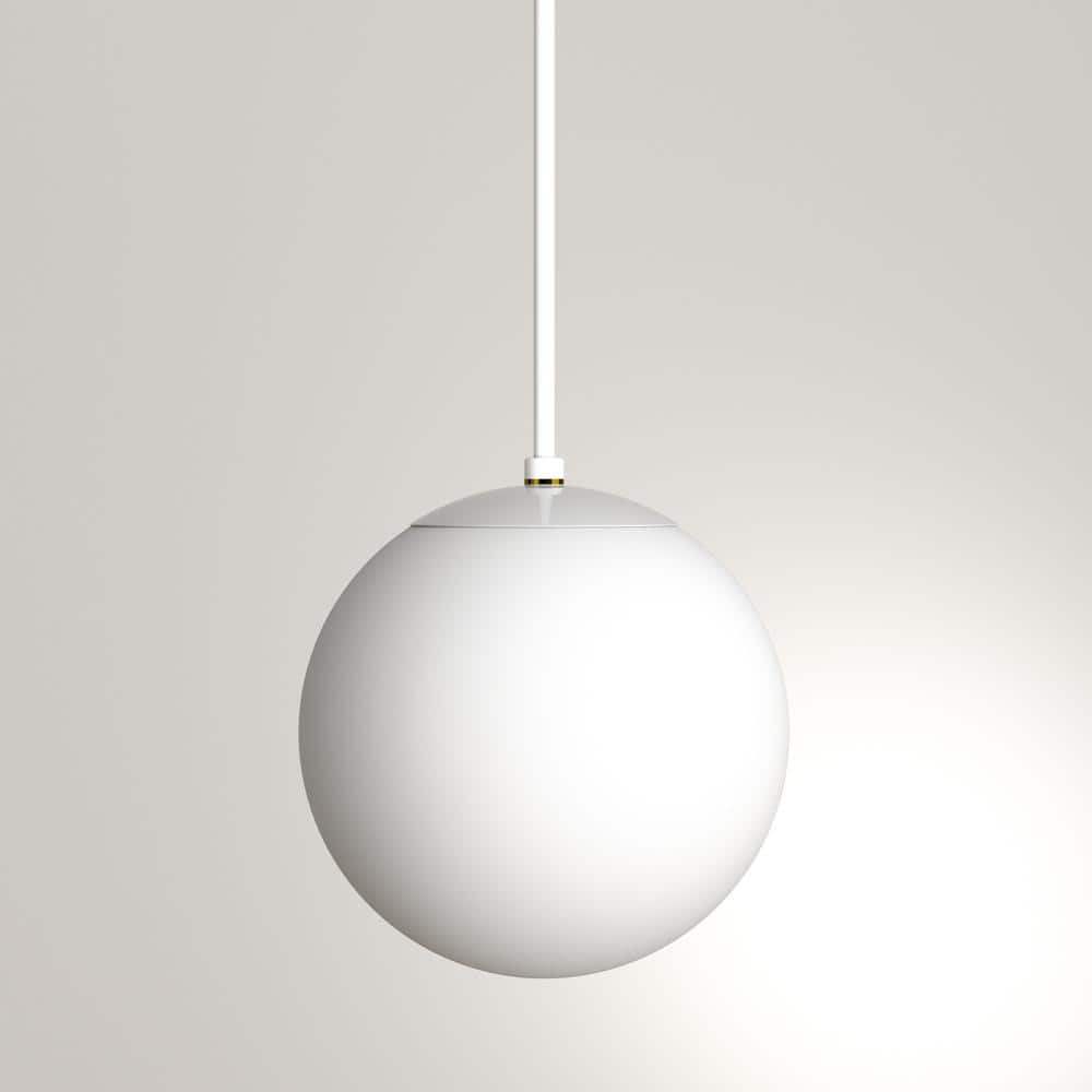 White Glass Globe Pendant Light with Adjustable Cord
