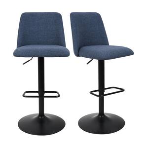 Bruno Blue Adjustable 24"-32" Seat Height High Back Bar Stool (Set of 2) (17 in. W x 32-44 in. H)