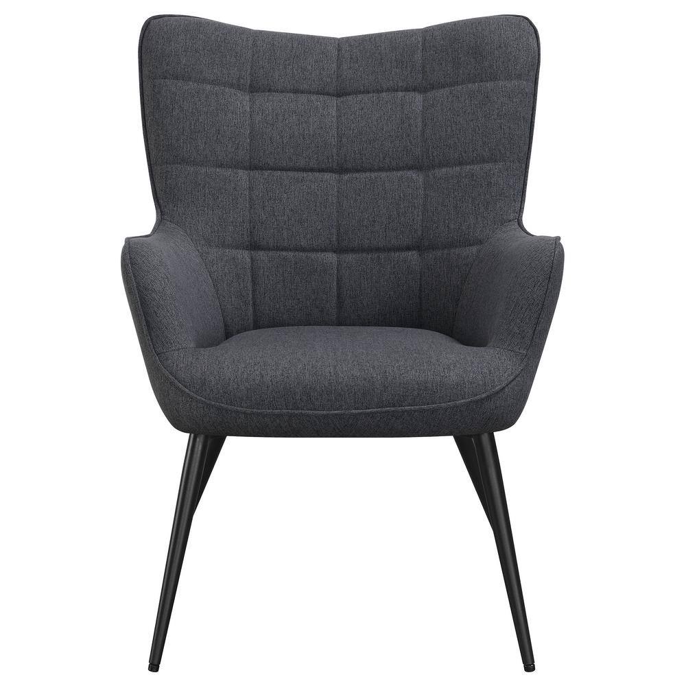 Dark Gray Metal Transitional Accent Chair with Flared Arms