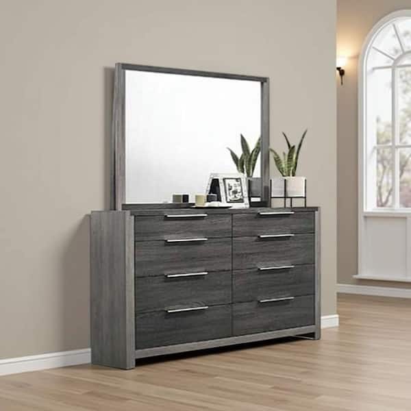 Joho Gray 1 in. W x 38 in. H Rectangle Wood Framed Mirror